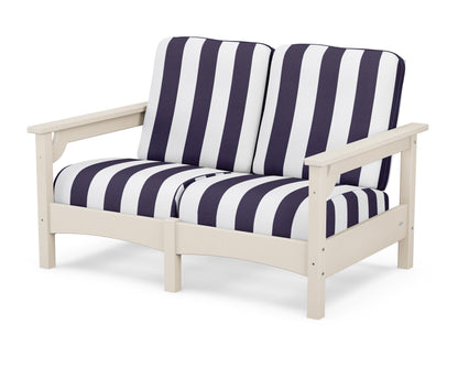 POLYWOOD® Club Loveseat in Sand / Cabana Stripe Navy