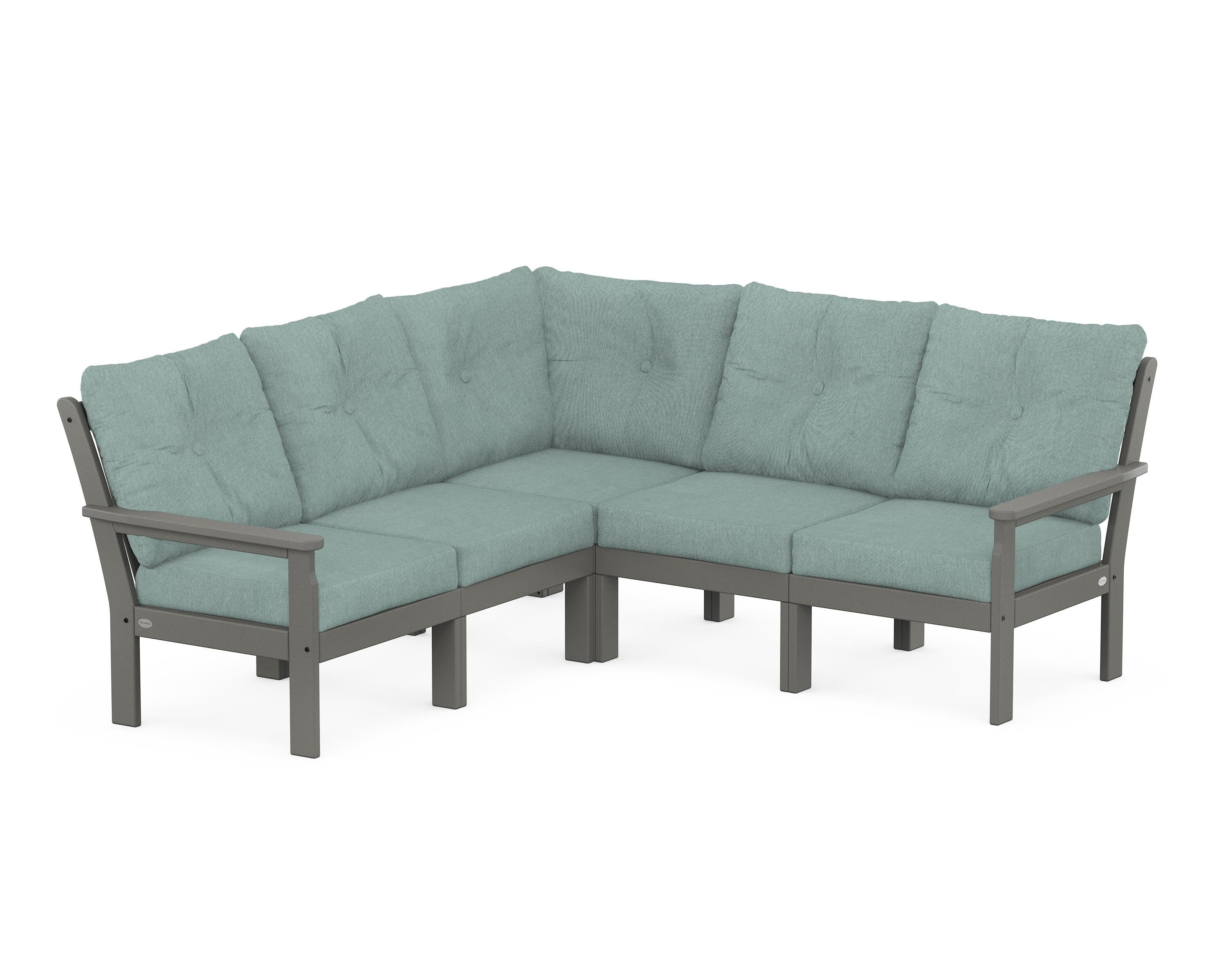 POLYWOOD® Vineyard 5-Piece Sectional in Slate Grey / Glacier Spa