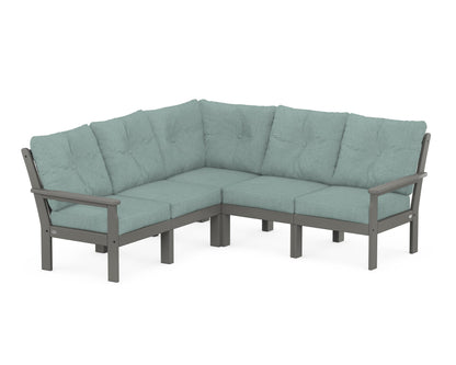 POLYWOOD® Vineyard 5-Piece Sectional in Slate Grey / Glacier Spa