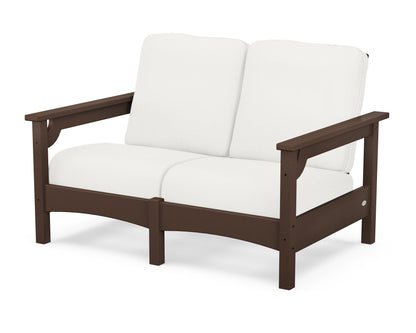 POLYWOOD® Club Loveseat in Mahogany / Natural Linen