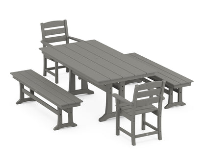 POLYWOOD® Lakeside 5-Piece Farmhouse Dining Set With Trestle Legs in Slate Grey