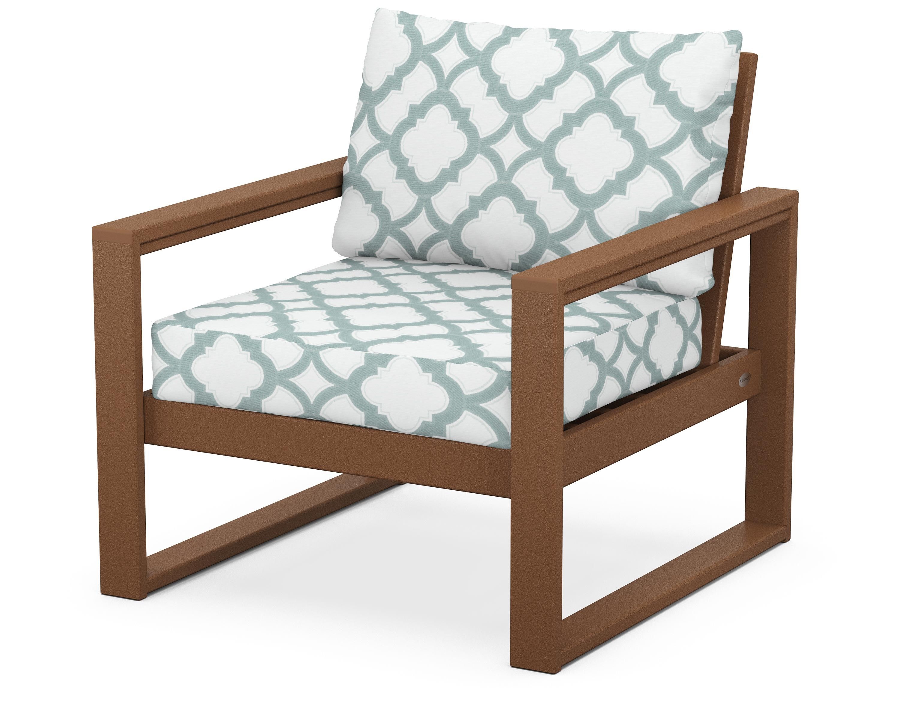 POLYWOOD® EDGE Club Chair in Teak / Trellis Glacier Spa