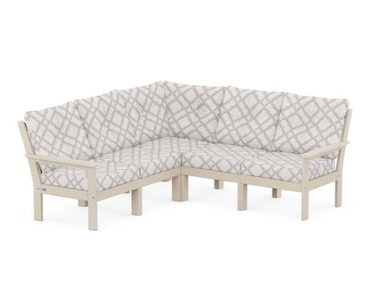 POLYWOOD® Vineyard 5-Piece Sectional in Sand / Trellis Dune Burlap