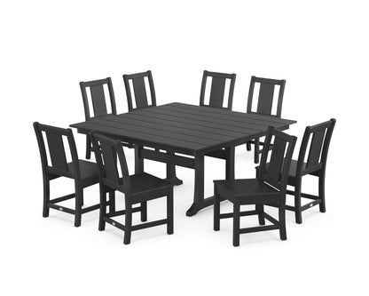 POLYWOOD® Prairie Side Chair 9-Piece Square Farmhouse Dining Set with Trestle Legs in Black