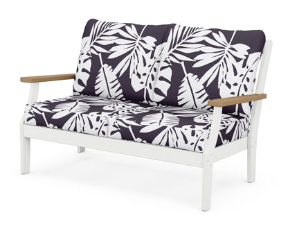 POLYWOOD® Braxton Deep Seating Loveseat in White / Natural / Leaf Navy