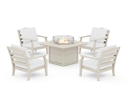 Draper James™ by  POLYWOOD® Savannah 5-Piece Deep Seating Set with Fire Pit Table in Sand / Natural
