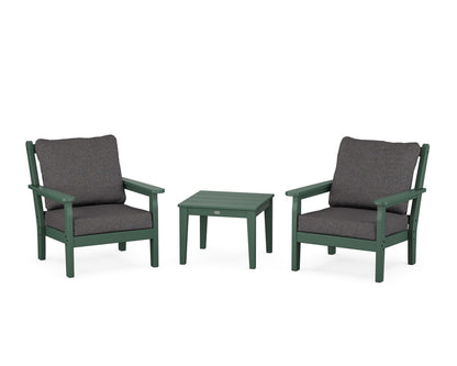 POLYWOOD® Chippendale 3-Piece Deep Seating Set in Green / Ash Charcoal