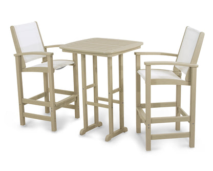 POLYWOOD® Coastal 3-Piece Bar Set in Sand / White Sling