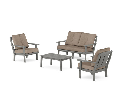 POLYWOOD® Mission 4-Piece Deep Seating Set with Loveseat in Slate Grey / Spiced Burlap