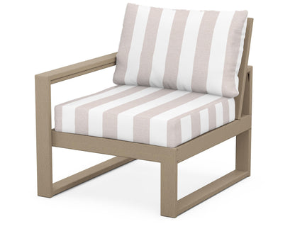 POLYWOOD® EDGE Modular Left Arm Chair in Vintage Sahara / Cabana Stripe Dune Burlap