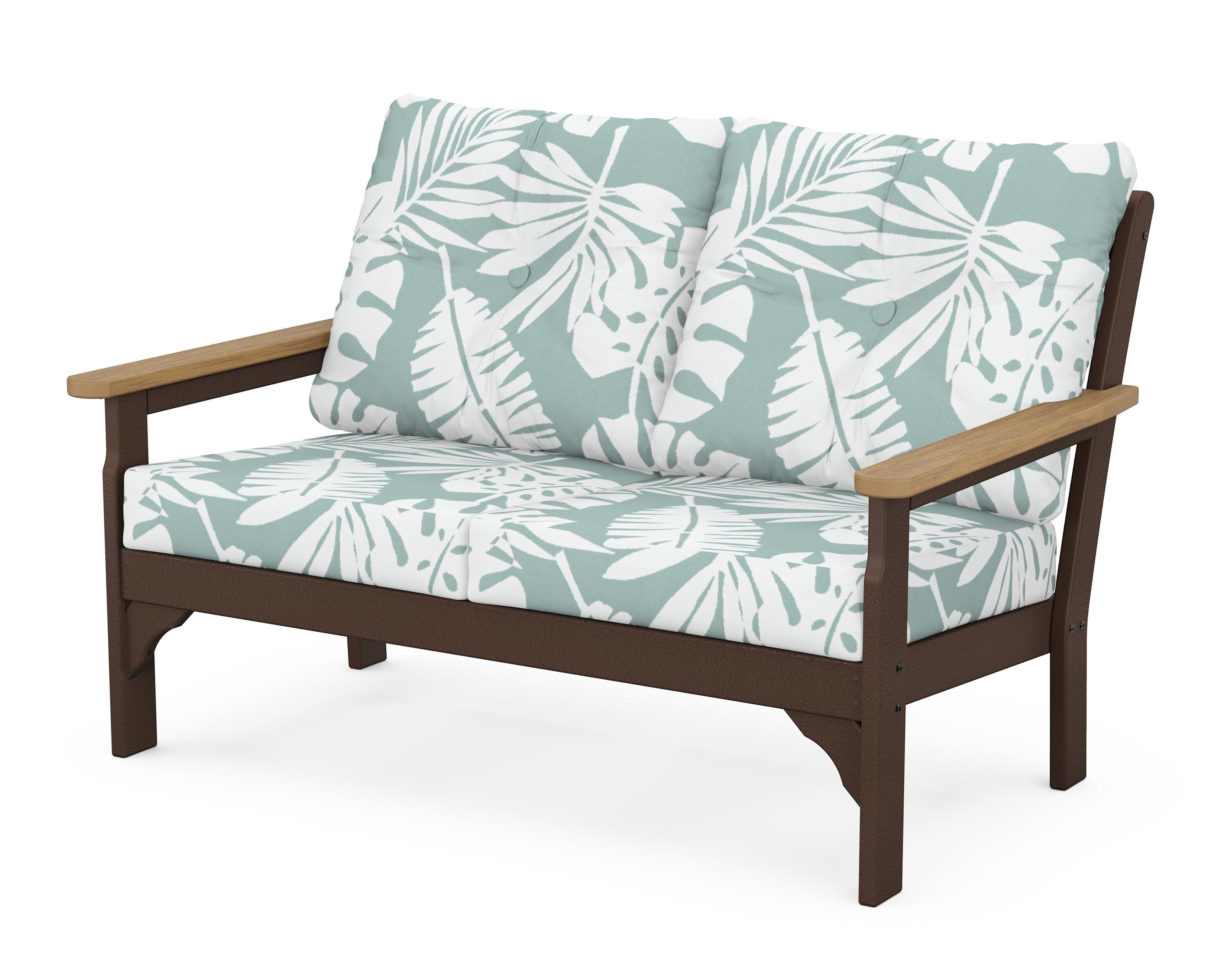 POLYWOOD® Vineyard Deep Seating Loveseat in Mahogany / Natural / Leaf Glacier Spa