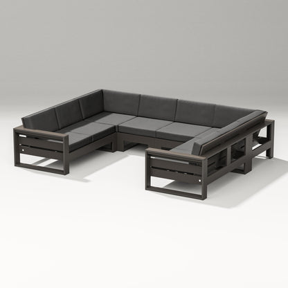 PW Designer Series Latitude U-Shaped Sectional in Vintage Coffee / Spectrum Carbon