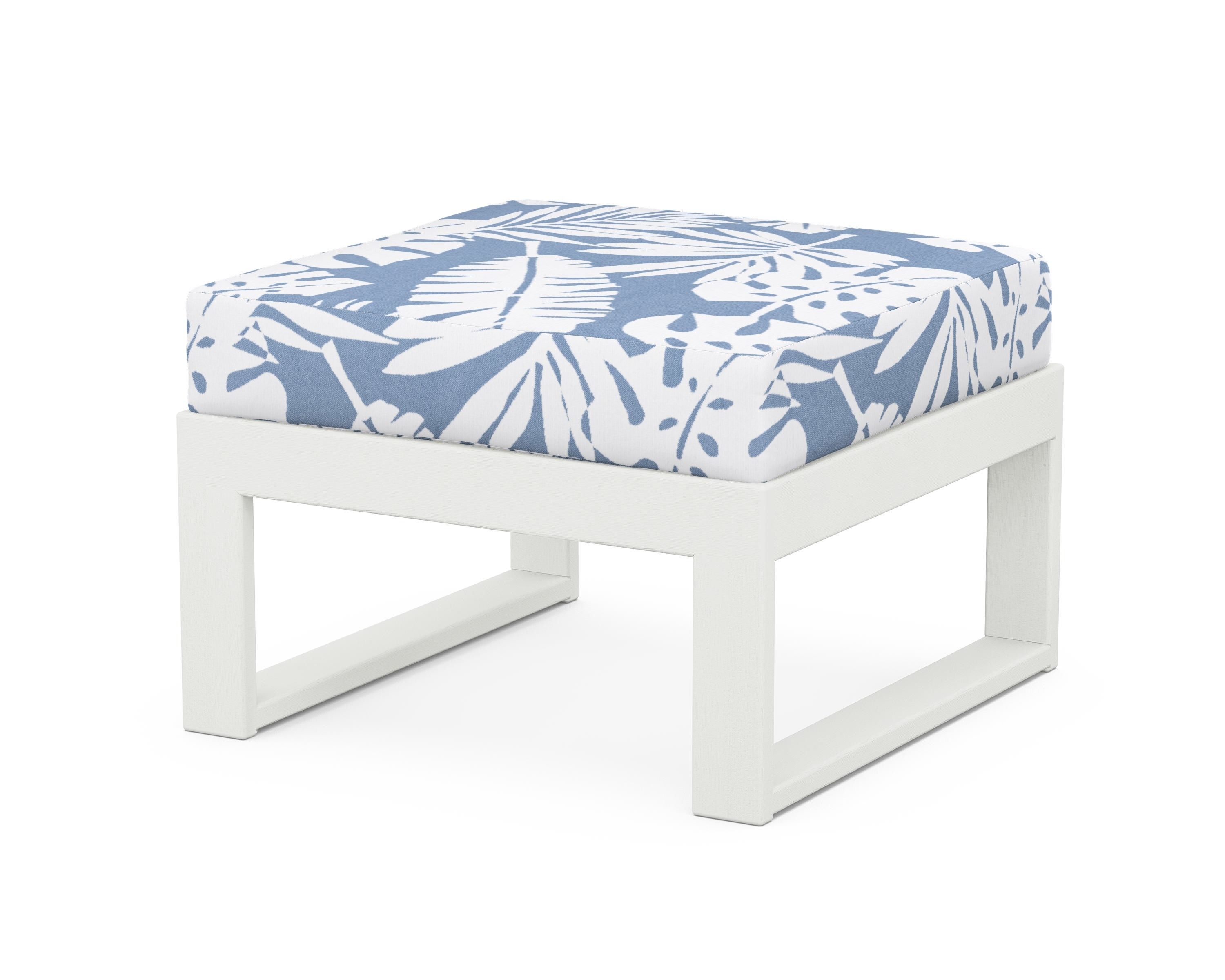 Unbranded Modular Ottoman - Modern in Vintage White / Leaf Sky Blue
