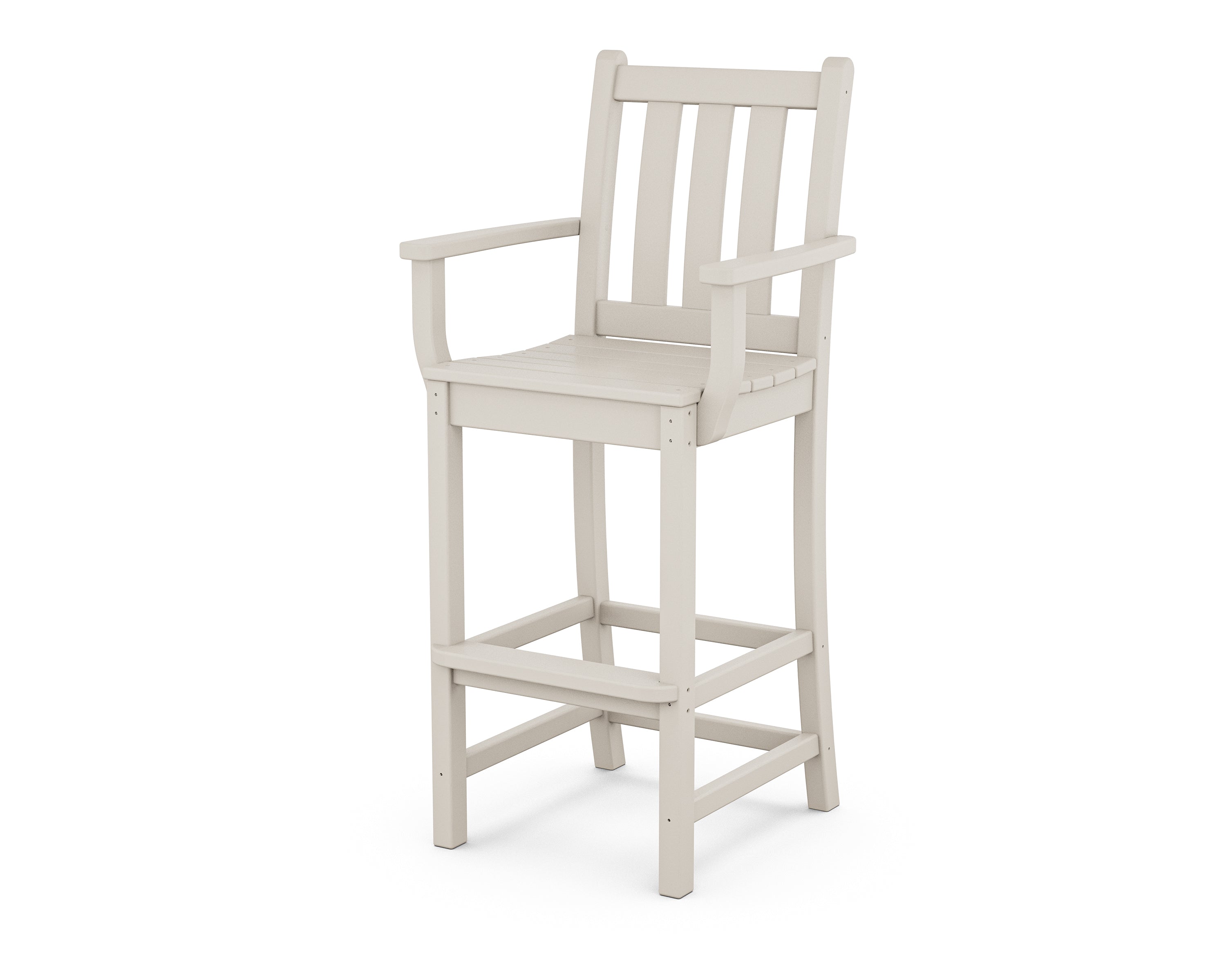 POLYWOOD® Traditional Garden Bar Arm Chair in Sand