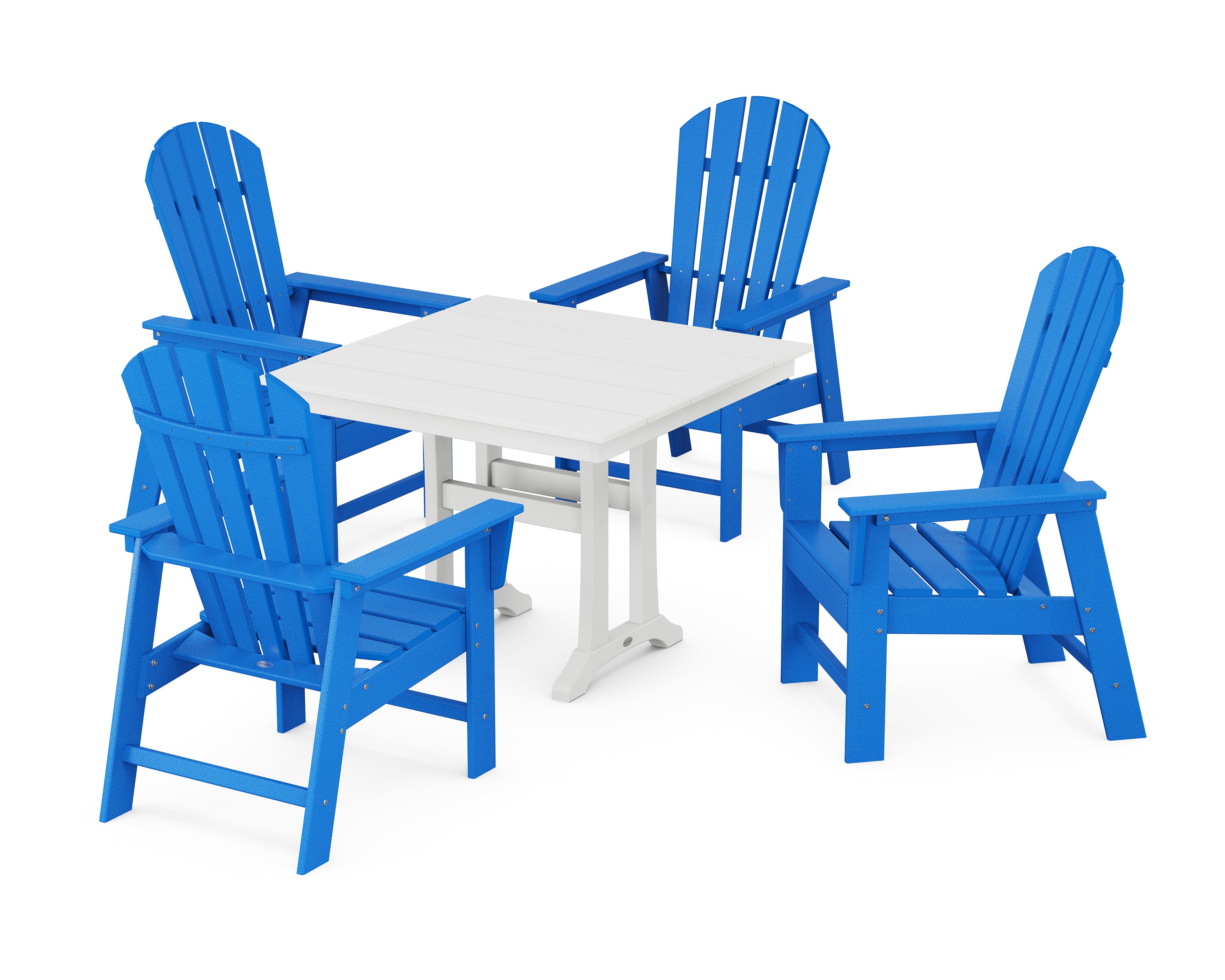 POLYWOOD® South Beach 5-Piece Farmhouse Dining Set With Trestle Legs in Pacific Blue / White