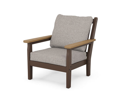 POLYWOOD® Chippendale Deep Seating Chair in Mahogany / Natural / Weathered Tweed