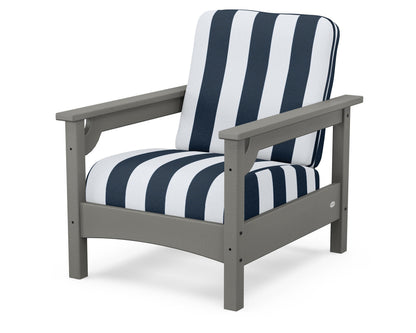 POLYWOOD® Club Chair in Slate Grey / Cabana Stripe Marine Indigo