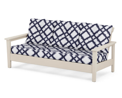 POLYWOOD® Prescott Deep Seating Sofa in Sand / Trellis Navy