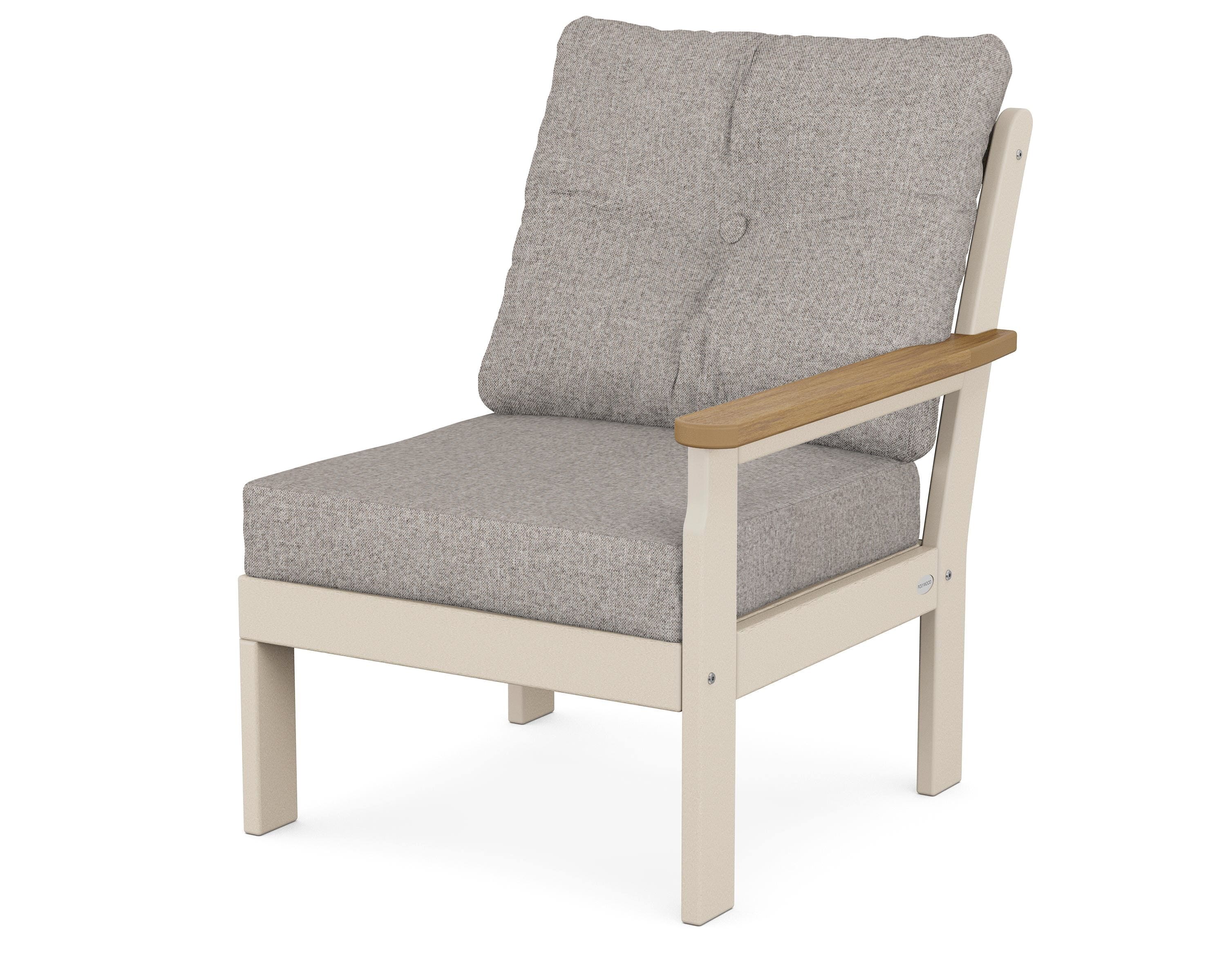 POLYWOOD® Vineyard Modular Right Arm Chair in Sand / Natural / Weathered Tweed