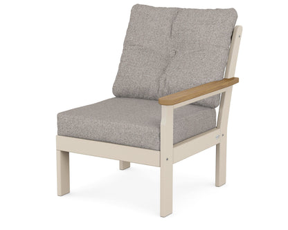 POLYWOOD® Vineyard Modular Right Arm Chair in Sand / Natural / Weathered Tweed