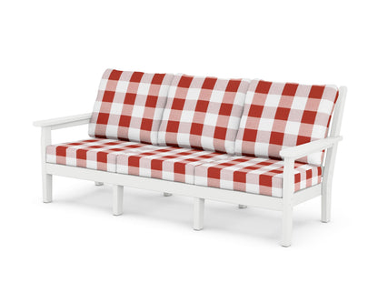 POLYWOOD® Chippendale Deep Seating Sofa in White / Buffalo Plaid Crimson