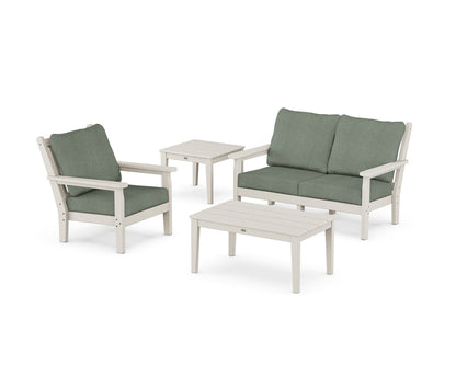 POLYWOOD® Chippendale 4-Piece Deep Seating Set in Sand / Cast Sage