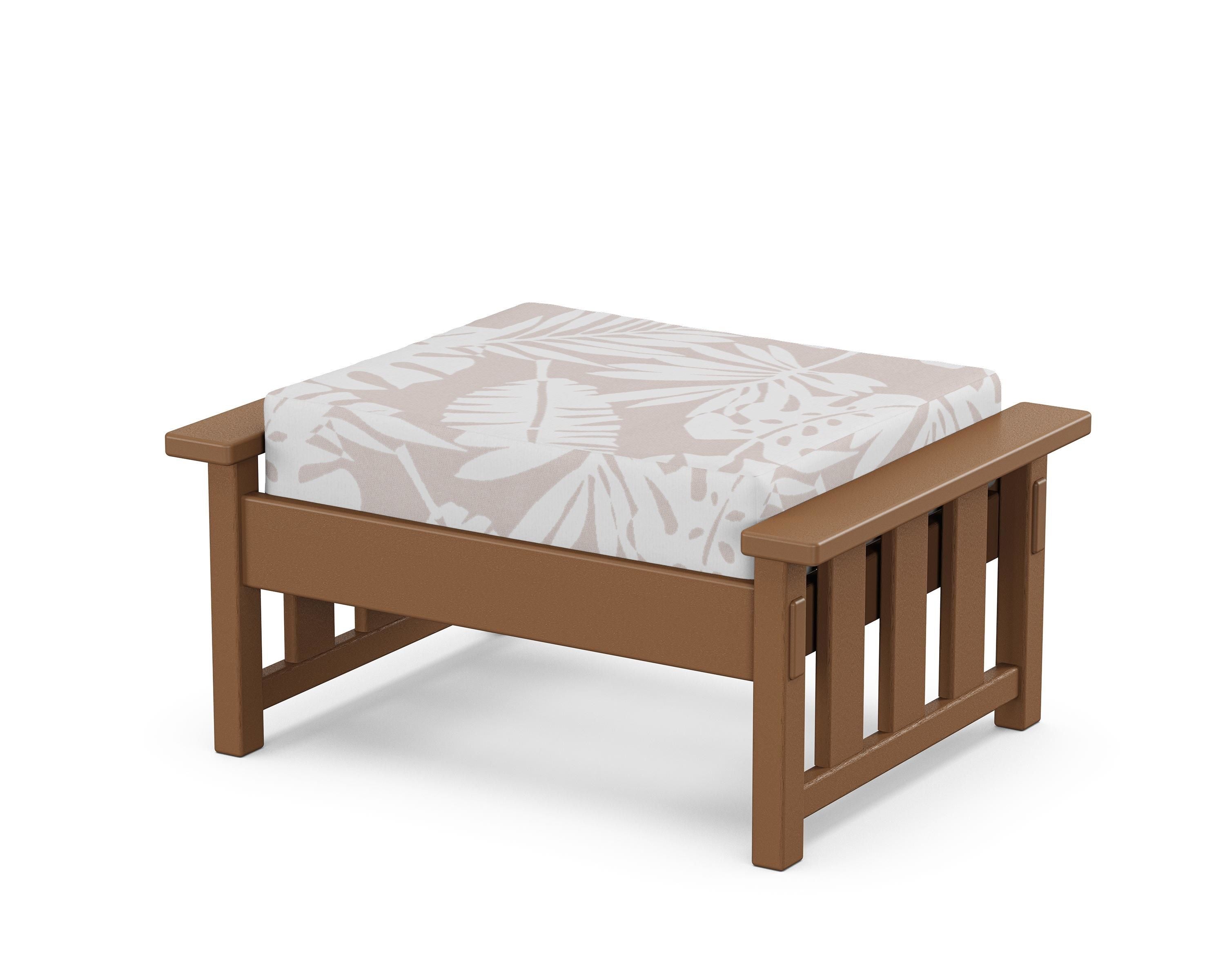 Martha Stewart by POLYWOOD® Acadia Deep Seating Ottoman in Teak / Leaf Dune Burlap
