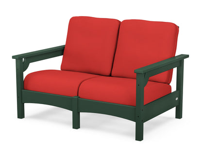 POLYWOOD® Club Loveseat in Green / Crimson Linen