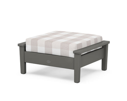 POLYWOOD® Prescott Deep Seating Ottoman in Slate Grey / Buffalo Plaid Dune Burlap