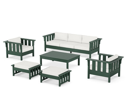 Martha Stewart by POLYWOOD® Acadia 6-Piece Lounge Sofa Set in Green / Natural Linen