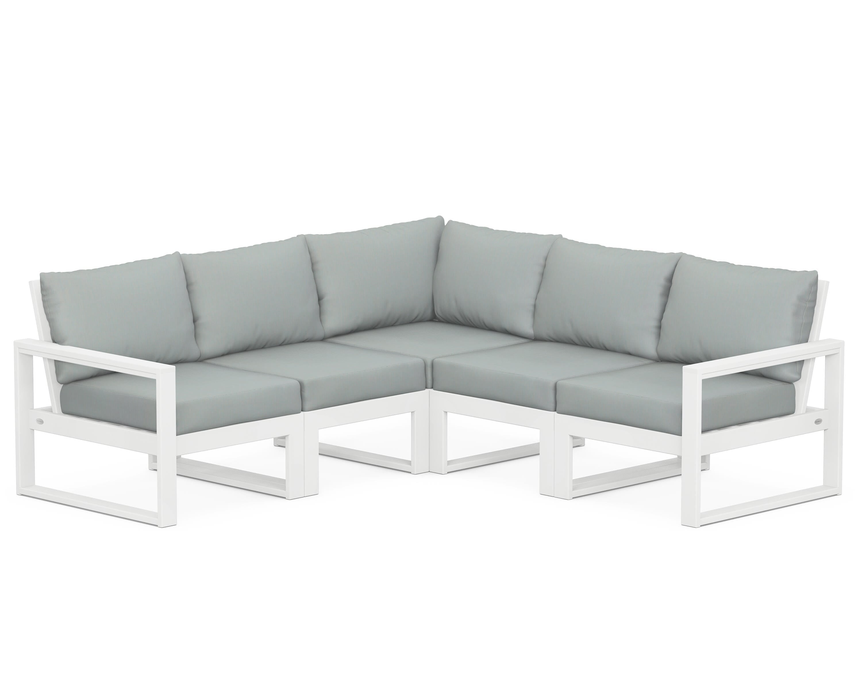 POLYWOOD® EDGE 5-Piece Modular Deep Seating Set in White / Spa