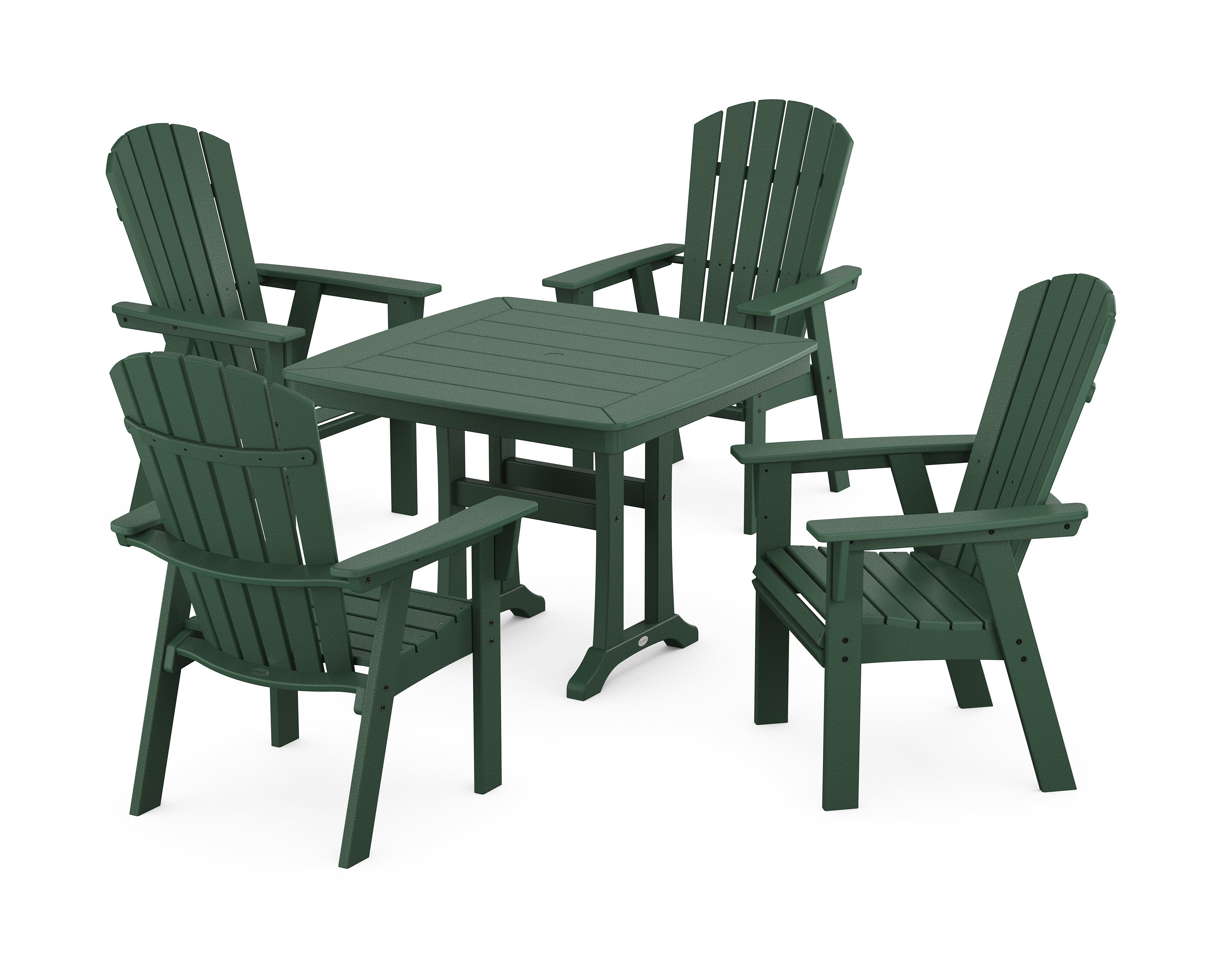 POLYWOOD® Nautical Adirondack 5-Piece Dining Set with Trestle Legs in Green