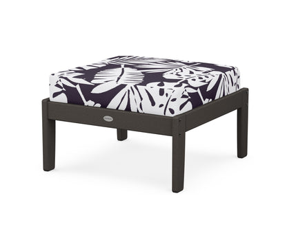 POLYWOOD® Braxton Deep Seating Ottoman in Vintage Coffee / Leaf Navy