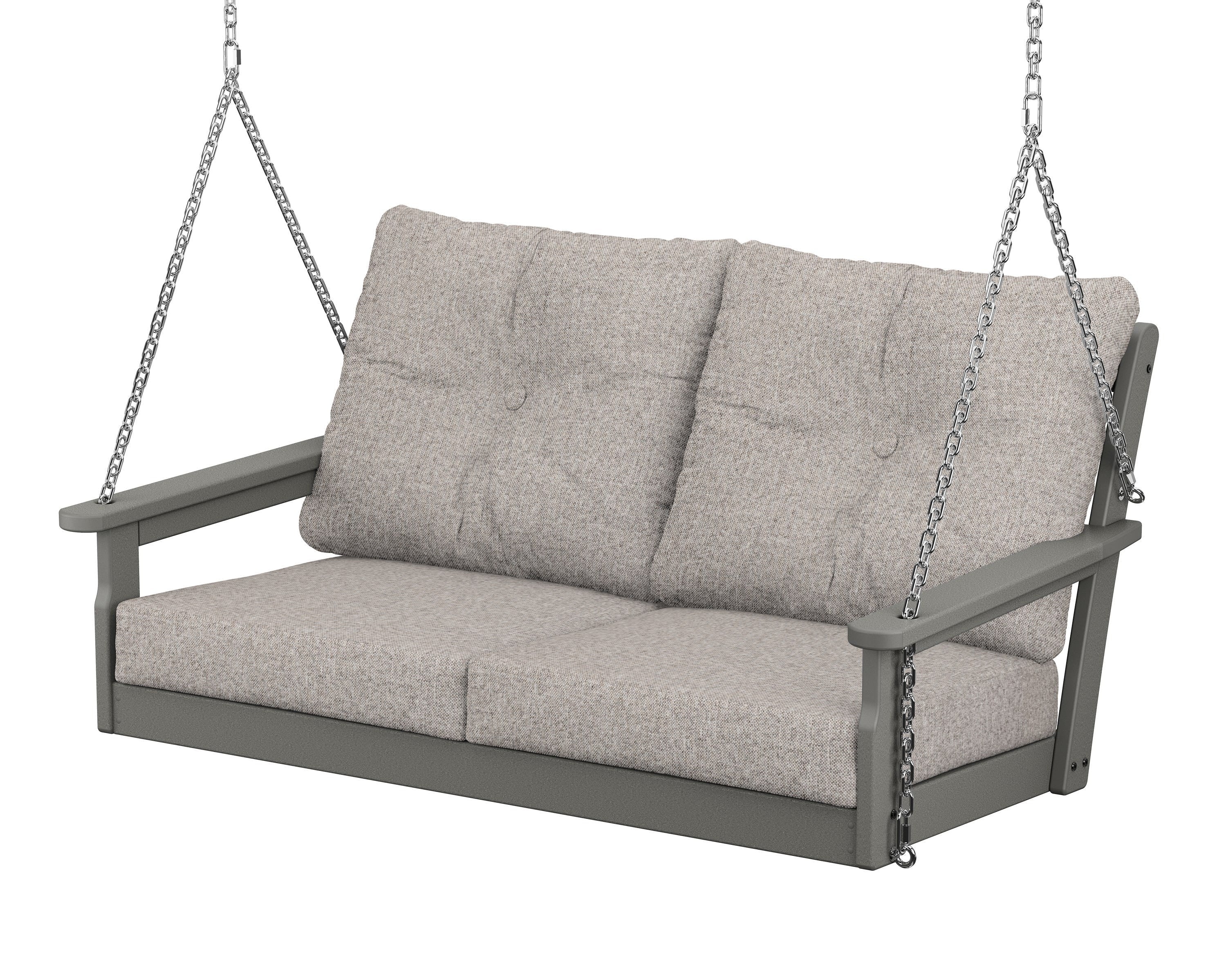 POLYWOOD® Vineyard Deep Seating Swing in Slate Grey / Weathered Tweed