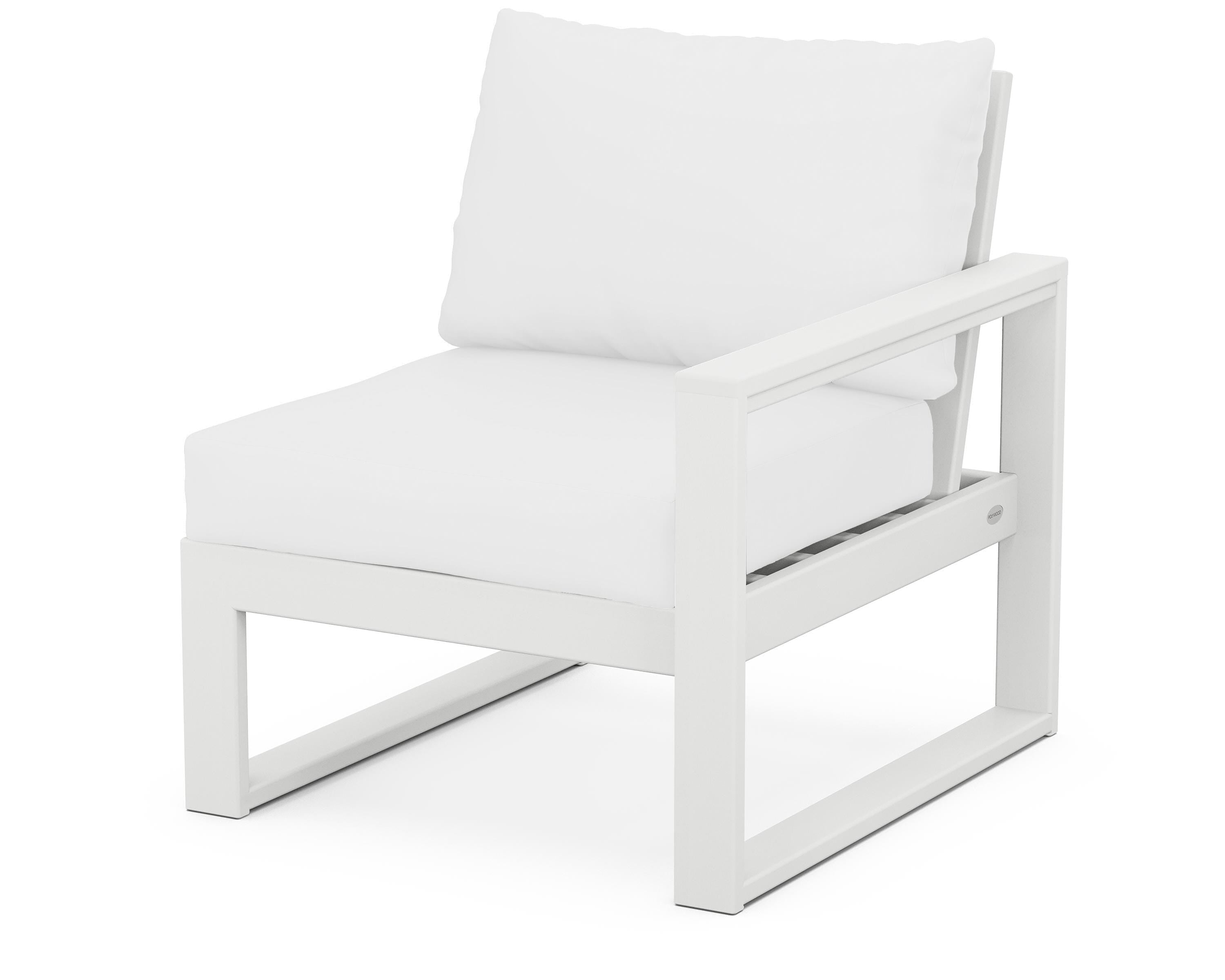 POLYWOOD® EDGE Modular Right Arm Chair in White / Natural