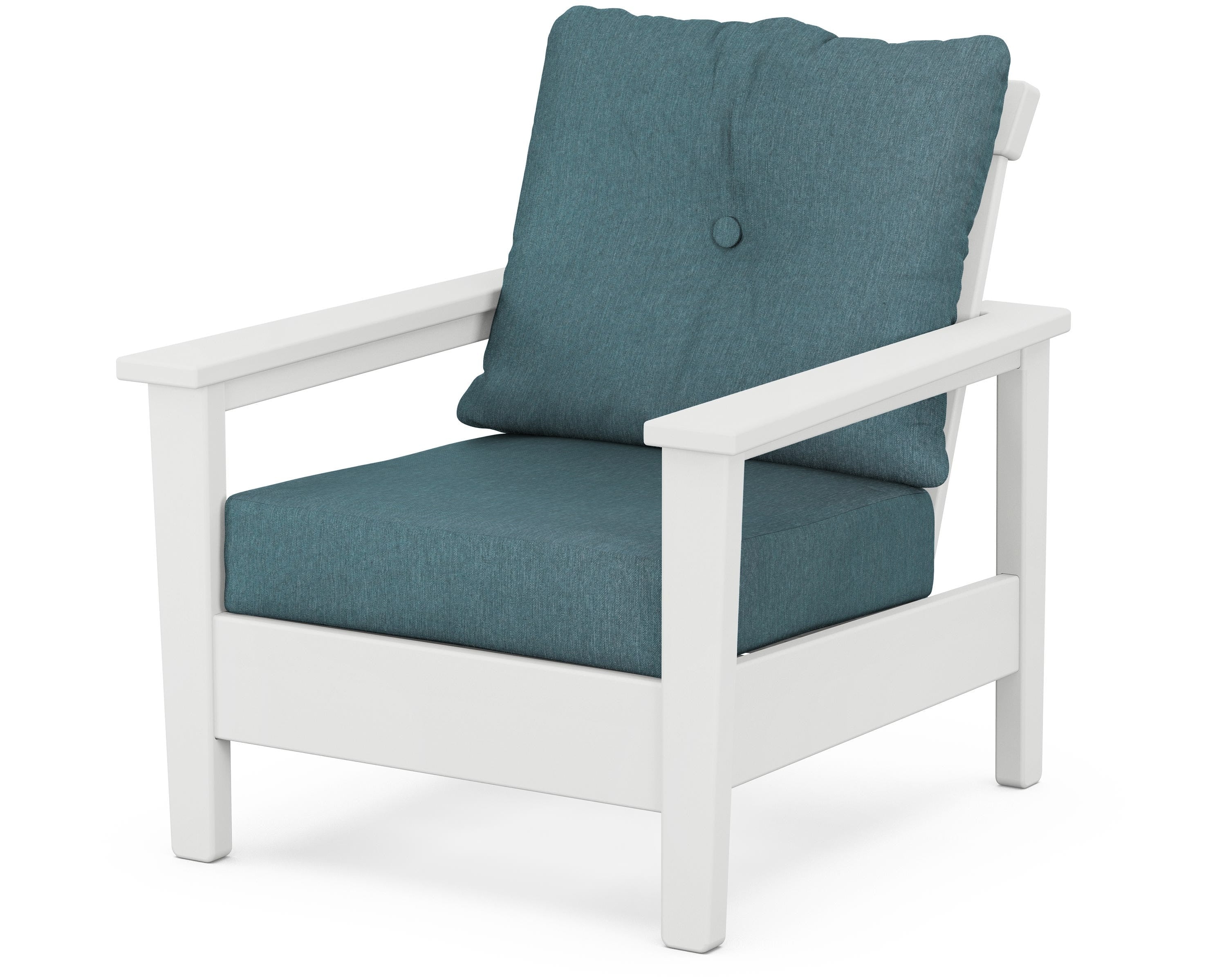 POLYWOOD® Prescott Deep Seating Chair in White / Ocean Teal