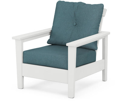 POLYWOOD® Prescott Deep Seating Chair in White / Ocean Teal