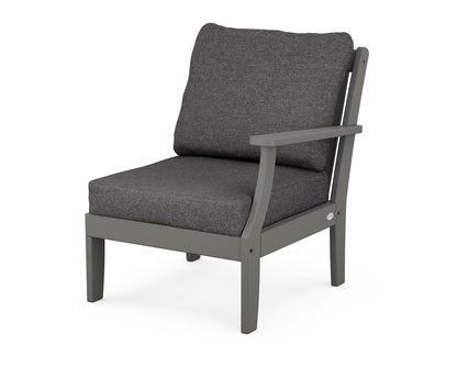 POLYWOOD® Braxton Modular Right Arm Chair in Slate Grey / Ash Charcoal