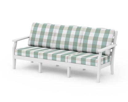 Draper James™ by  POLYWOOD® Savannah Deep Seating Sofa in White / Buffalo Plaid Glacier Spa
