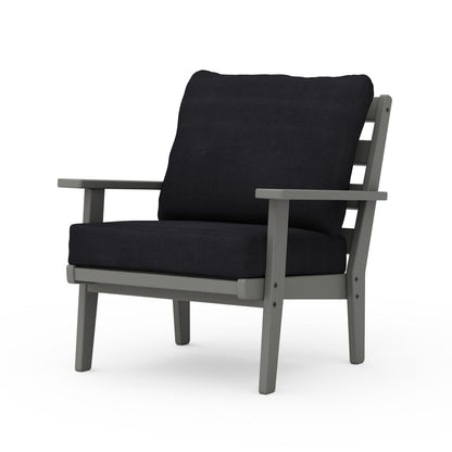 POLYWOOD® Grant Park Deep Seating Chair in Slate Grey / Midnight Linen