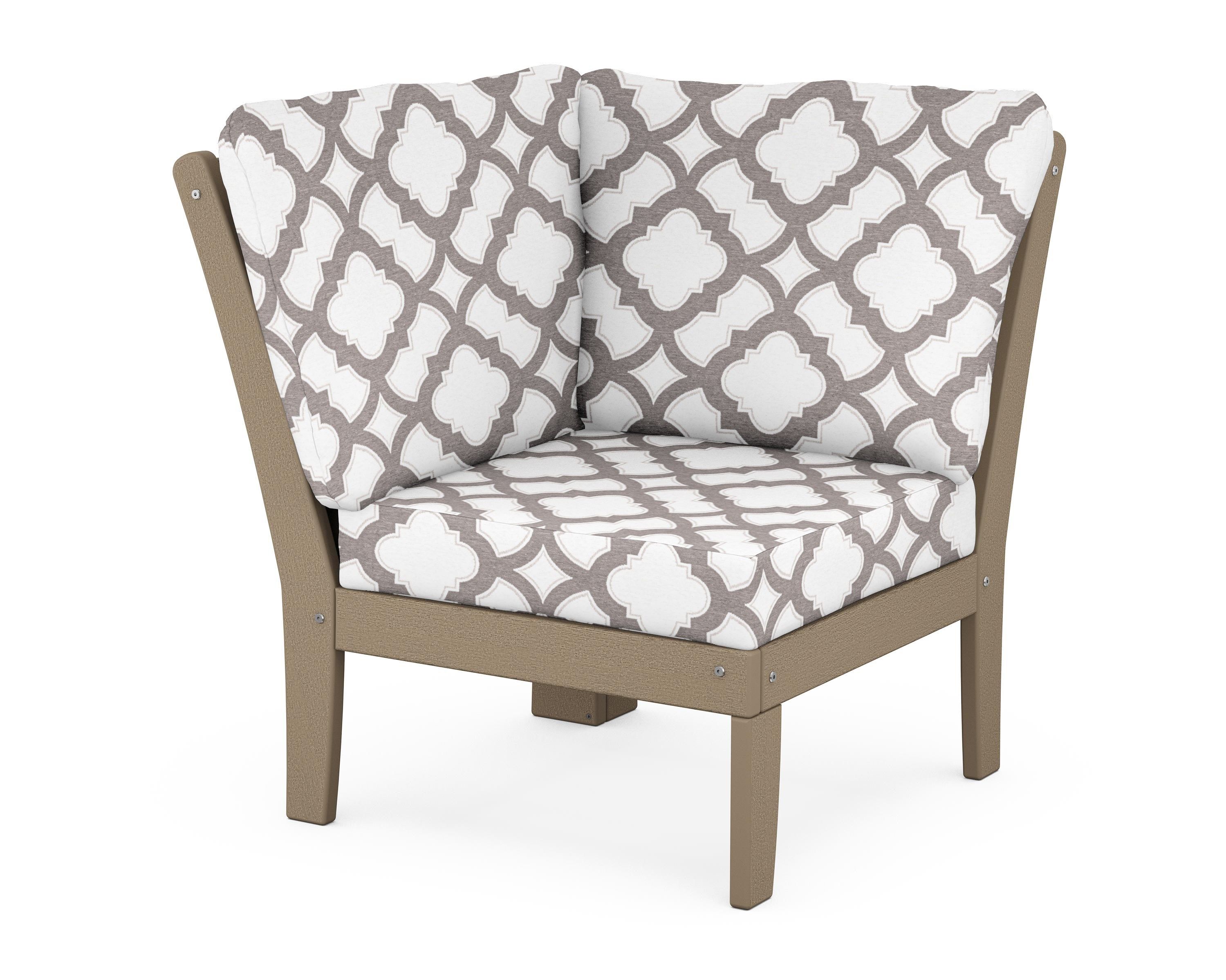 POLYWOOD® Braxton Modular Corner Chair in Vintage Sahara / Trellis Grey Mist