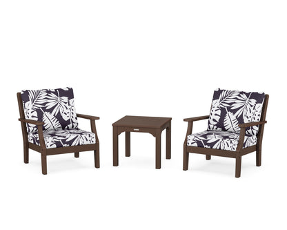 Martha Stewart by POLYWOOD® Chinoiserie 3-Piece Deep Seating Set in Mahogany / Leaf Navy