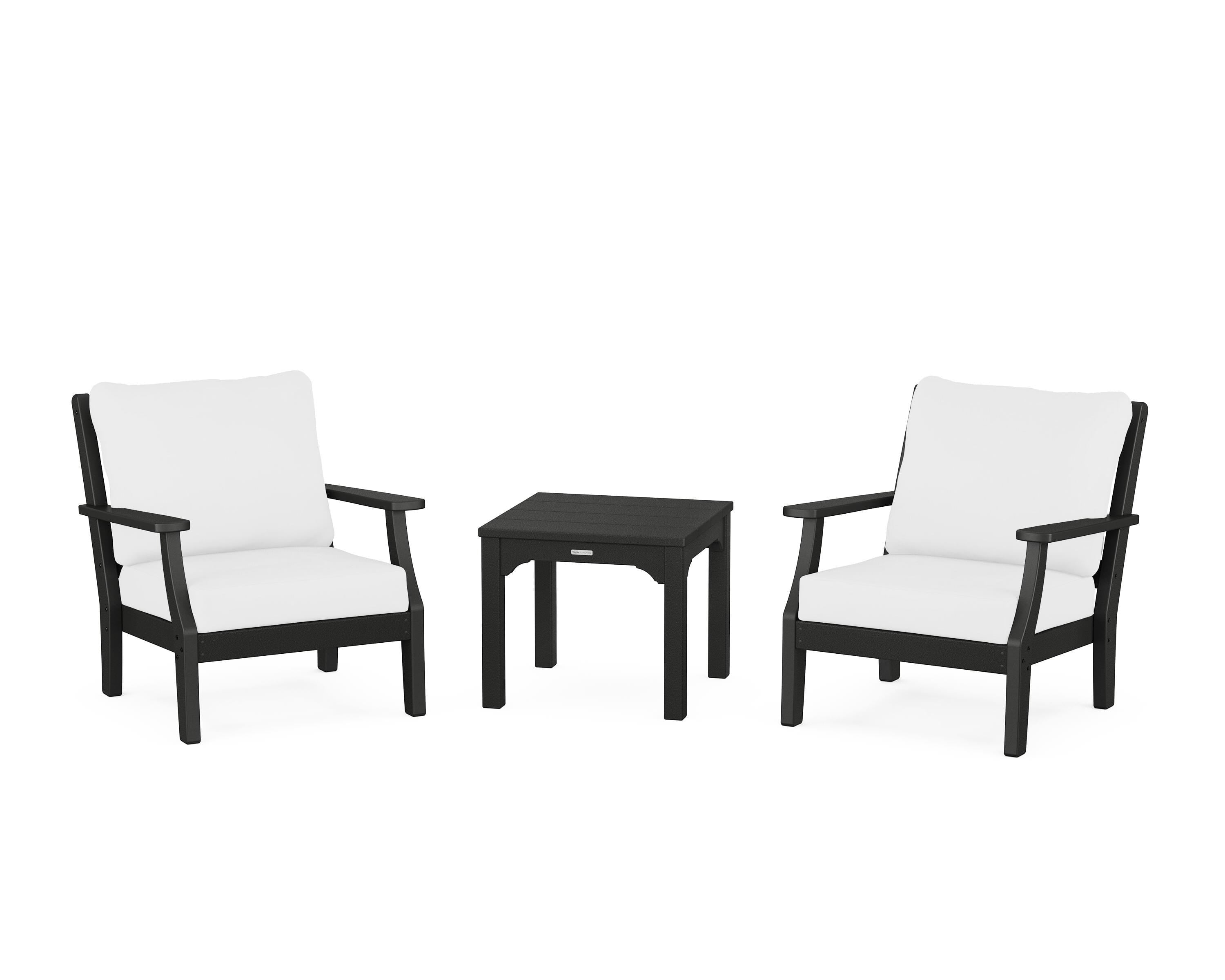 Martha Stewart by POLYWOOD® Chinoiserie 3-Piece Deep Seating Set in Black / Natural