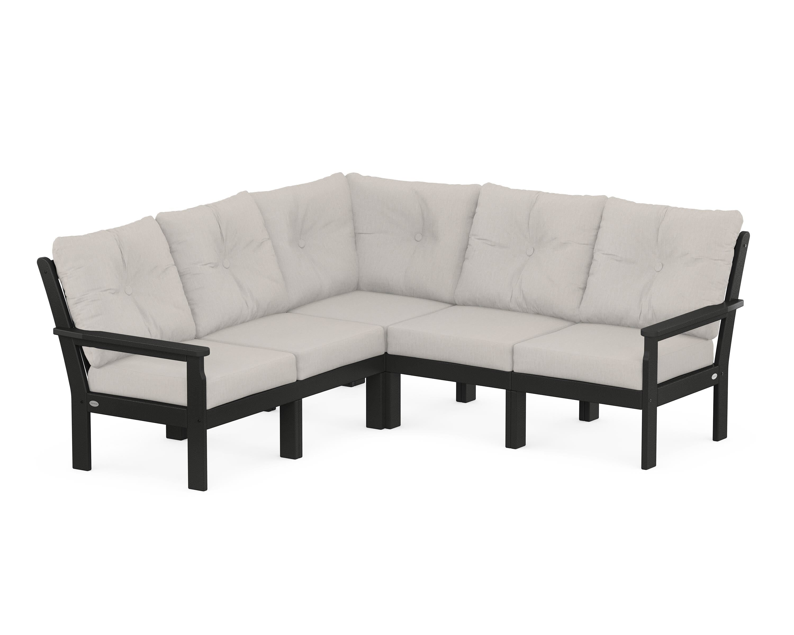 POLYWOOD® Vineyard 5-Piece Sectional in Black / Cast Ash