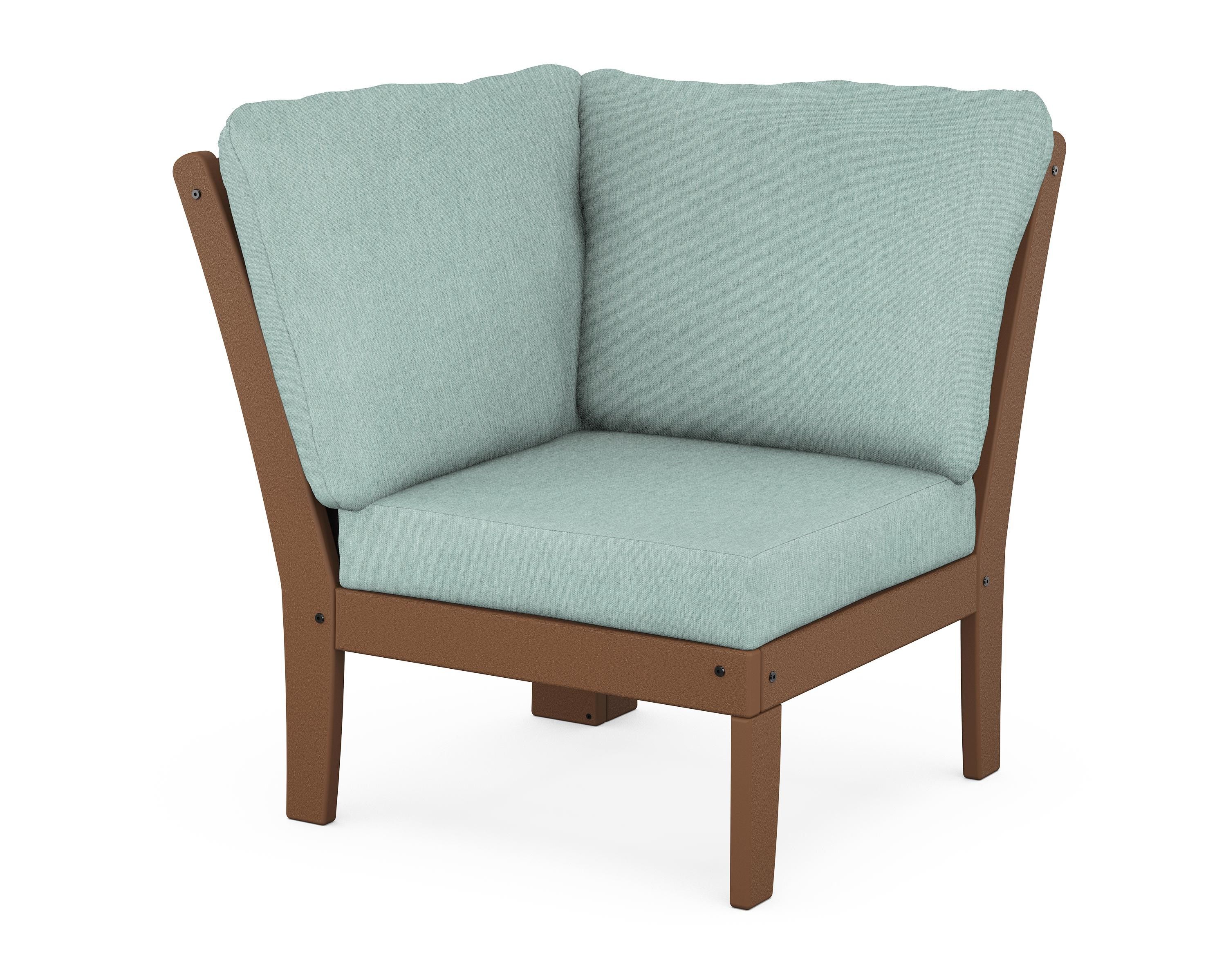 POLYWOOD® Braxton Modular Corner Chair in Teak / Glacier Spa