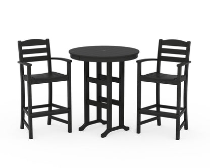 POLYWOOD® La Casa Café 3-Piece Round Farmhouse Bar Set in Black