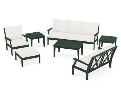 POLYWOOD® Braxton 7-Piece Deep Seating Set in Green / Natural Linen