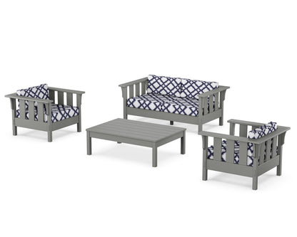 Martha Stewart by POLYWOOD® Acadia 4-Piece Deep Seating Set with Loveseat in Slate Grey / Trellis Navy