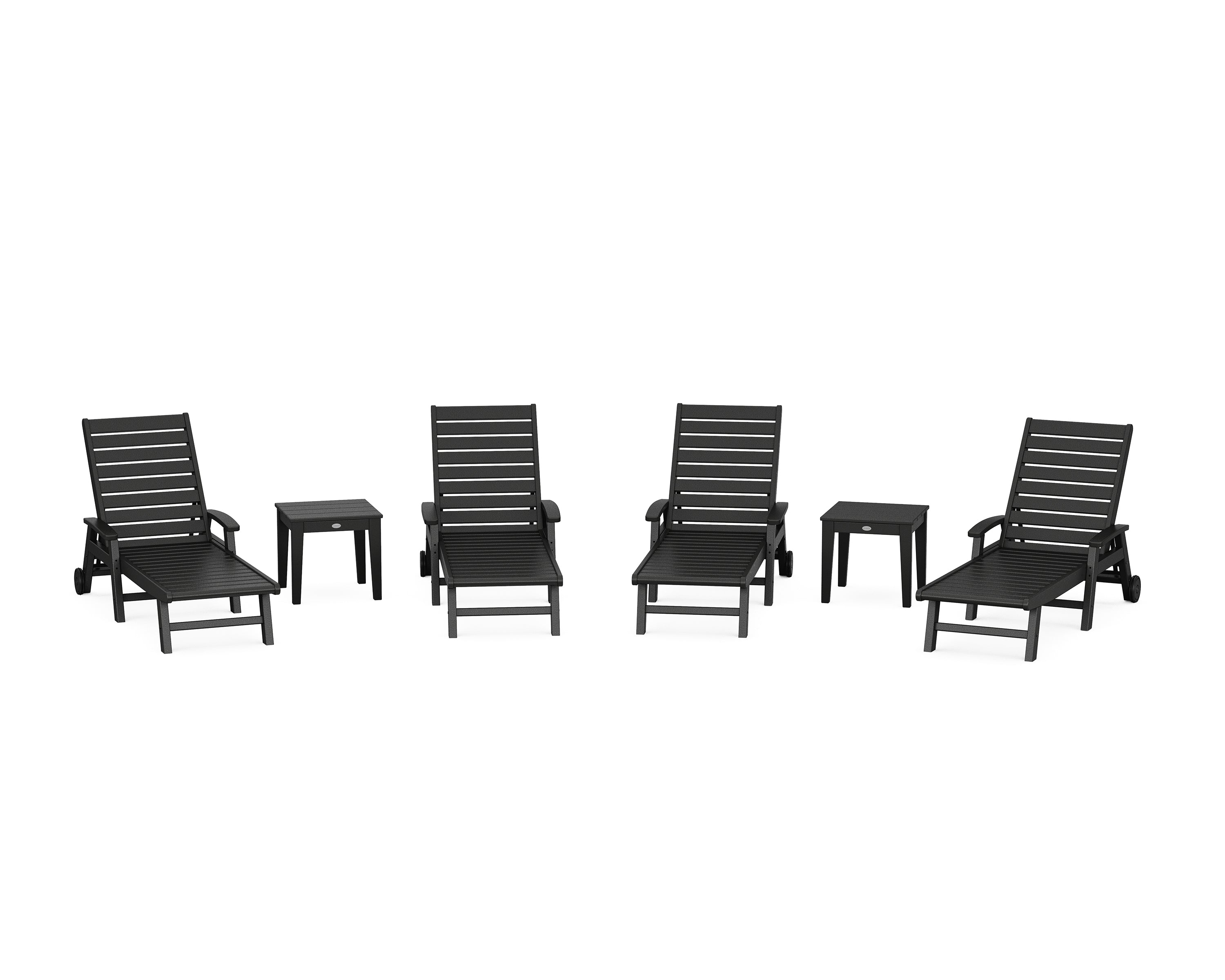 POLYWOOD® Signature Chaise 6-Piece Set with Wheels in Black