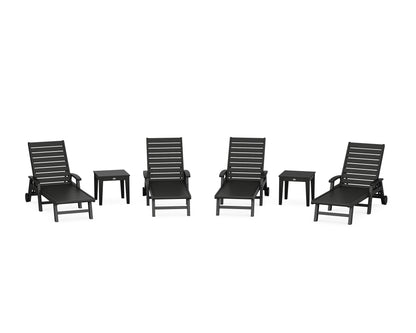 POLYWOOD® Signature Chaise 6-Piece Set with Wheels in Black